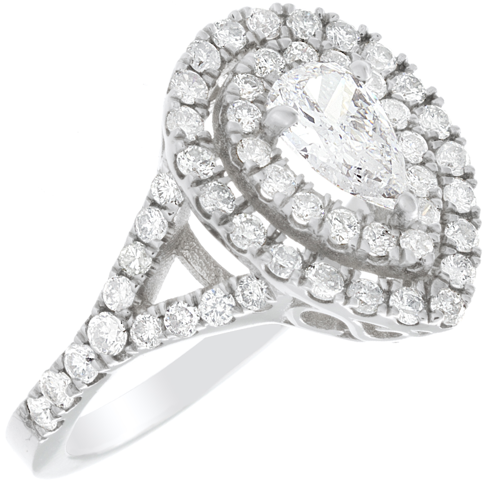 Pear Shape Double Halo Ring